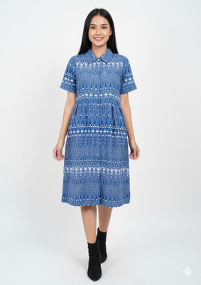 Mohinivastram Women Maxi Blue Knee Length Dress