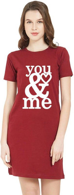 HouseOfCommon Women T Shirt Red Above Knee/Mid Thigh Length Dress