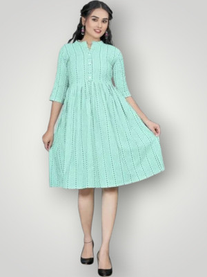 Icon Fashiongf Women Self Design A-line Kurta(Blue)