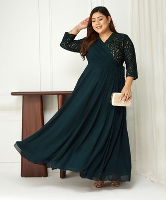 Miss Chase Women Maxi Green Full Length Dress