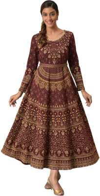 Aurelia Women A-line Maroon Ankle Length Dress