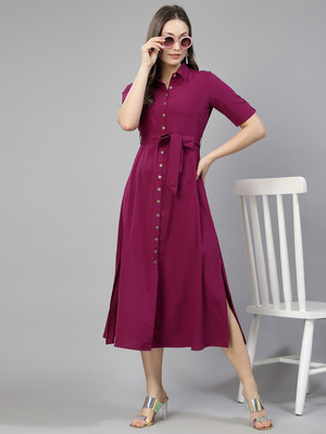 AAYU Women Shirt Multicolor Midi/Calf Length Dress