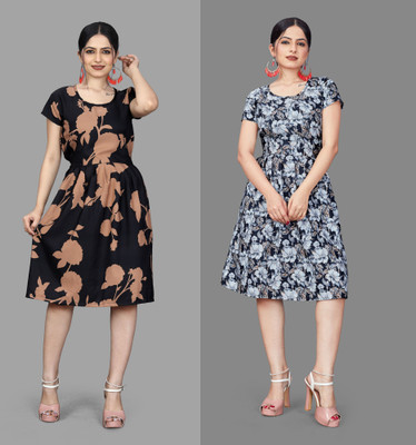 HOUSE OFF COMMON Women Fit and Flare Multicolor Mini/Short Dress