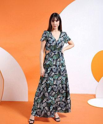 The Indian Garage Co. -Freehand Women Fit and Flare Multicolor Maxi/Full Length Dress