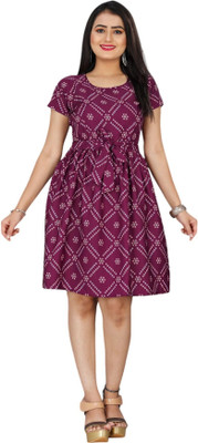 VARUDI Women A-line Maroon Knee Length Dress