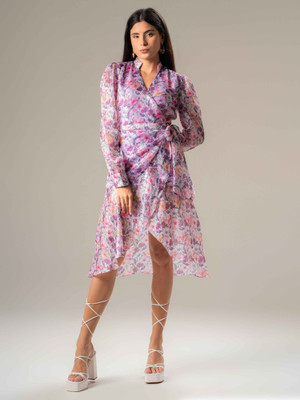 Urban Sundari Women Fit and Flare Purple Below Knee Dress
