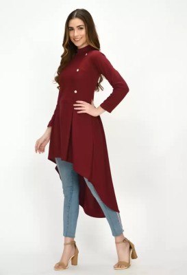 Moshe Women High Low Maroon Dress