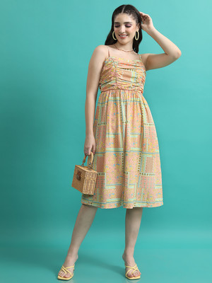 Tokyo Talkies Women A-line Multicolor Knee Length Dress