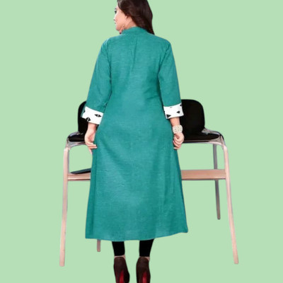 Texpamz Women Striped A-line Kurta(Green, Maroon)