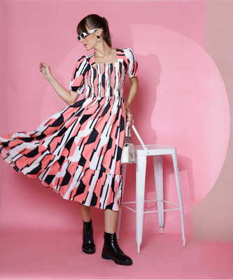Sheetal Associates Women A-line Pink Midi/Calf Length Dress