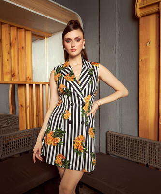 KASSUALLY Women Fit and Flare Multicolor Above Knee/Mid Thigh Length Dress