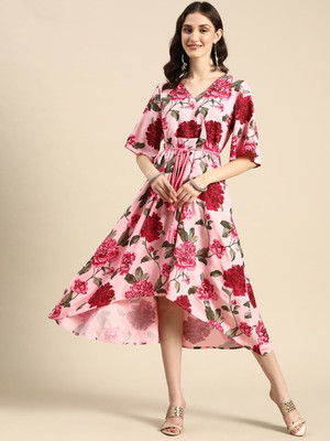 Sangria Women Wrap Pink Midi/Calf Length Dress