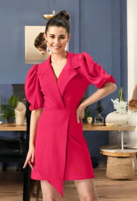 METRONAUT Women Bodycon Pink Knee Length Dress
