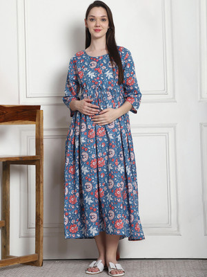 Secret Wish Women Maxi Blue Midi/Calf Length Dress
