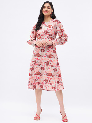 KIBO Women A-line Multicolor Knee Length Dress