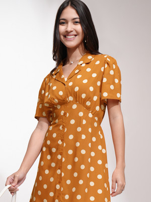 Tokyo Talkies Women A-line Brown Above Knee/Mid Thigh Length Dress
