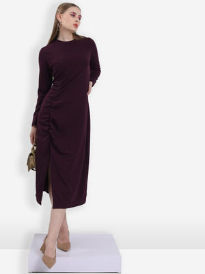 Tokyo Talkies Women A-line Purple Knee Length Dress