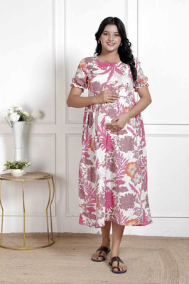 Priya Fab Women Gown Pink Knee Length Dress