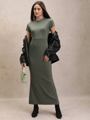 Tokyo Talkies Women Maxi Dark Green Full Length Dress