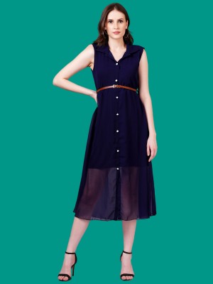 JC4U Women A-line Dark Blue Dress