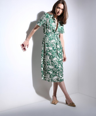 VERO MODA Women A-line Green Midi/Calf Length Dress