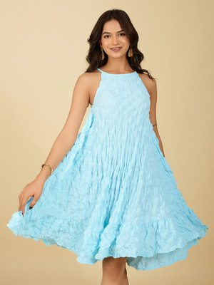 Dressberry Women A-line Blue Knee Length Dress