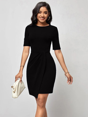 Oomph! Women Bodycon Black Above Knee/Mid Thigh Length Dress
