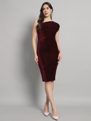 Vaararo Women Bodycon Maroon Dress