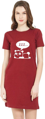 HouseOfCommon Women T Shirt Red Above Knee/Mid Thigh Length Dress