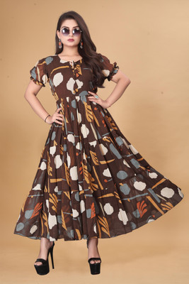 Rosasignora Women Ethnic Dress Yellow Knee Length Dress