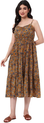 ANUOM Women Maxi Multicolor Midi/Calf Length Dress