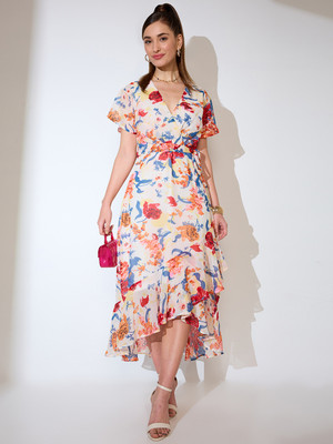 Globus Women A-line White Midi/Calf Length Dress