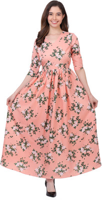 FIRST ARRIVAL Women A-line Beige Maxi/Full Length Dress
