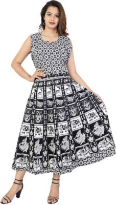 ANUNJA Women A-line Black, White Dress