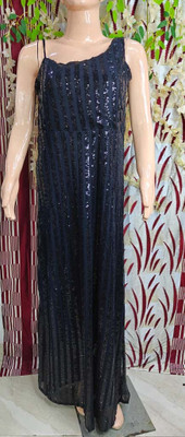 Trendy Stylish Collection Women A-line Black Maxi/Full Length Dress
