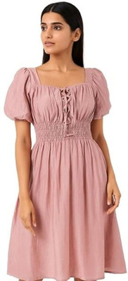 Narivastra Women High Low Pink Midi/Calf Length Dress