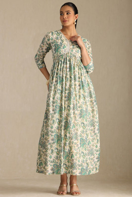 soch Women Fit and Flare Multicolor Maxi/Full Length Dress