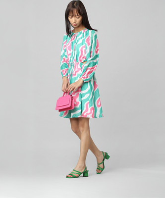 ONLY Women A-line Green Above Knee/Mid Thigh Length Dress