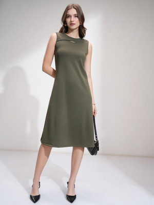 Tokyo Talkies Women Fit and Flare Green Midi/Calf Length Dress