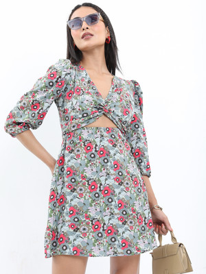 KETCH Women A-line Green Above Knee/Mid Thigh Length Dress