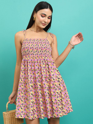 Tokyo Talkies Women Skater Multicolor, Multicolor Above Knee/Mid Thigh Length Dress