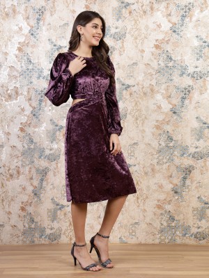ATHENA Women Fit and Flare Purple Dress