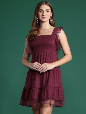 Dressberry Women A-line Maroon Dress