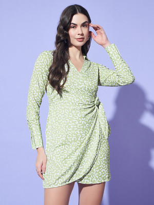METRONAUT Women Wrap Green Mini/Short Dress