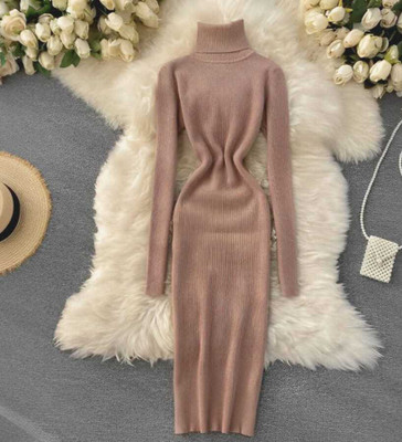 USK COLLECTIONS Women Bodycon Beige Ankle Length Dress