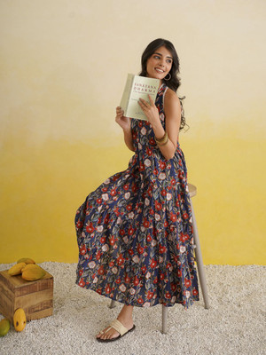 Goodhand Women Maxi Multicolor Midi/Calf Length Dress