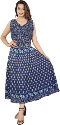 RADHA RANI COLLECTION Women A-line Multicolor Maxi/Full Length Dress
