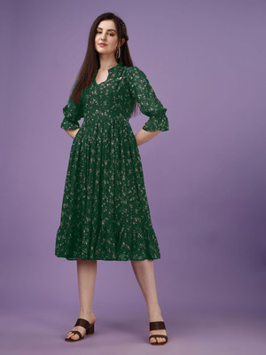 Fashion2wear Women A-line Multicolor Midi/Calf Length Dress