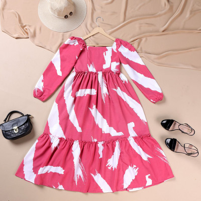 ZWERLON Women A-line Pink Midi/Calf Length Dress