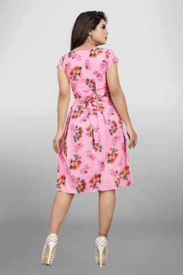 Lnfashionn Women A-line Multicolor Knee Length Dress